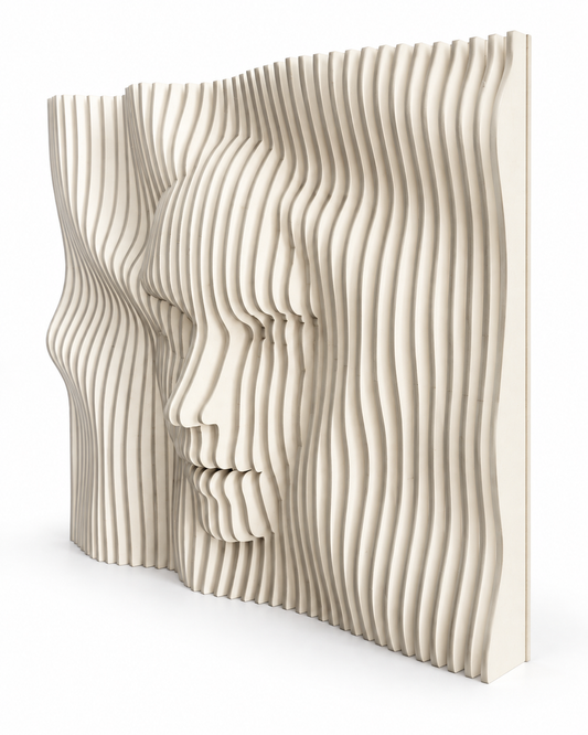 LaCara01 20x20 engineered wood dimensional face wall art in white
