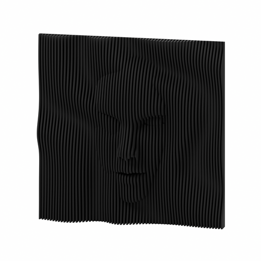 La Cara 01 8-inch matte black PLA — exact STL studio render