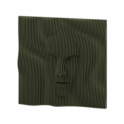 La Cara 01 8-inch matte green olive PLA — exact STL studio render