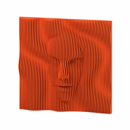 La Cara 01 8-inch matte orange PLA — exact STL studio render
