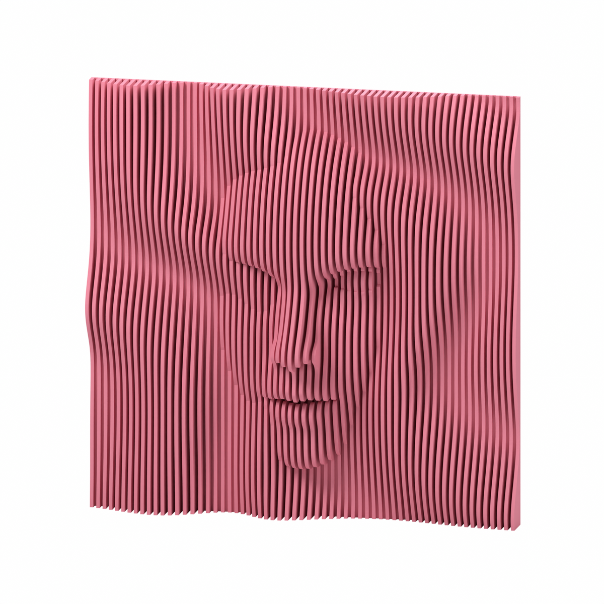 La Cara 01 8-inch matte pink PLA — exact STL studio render