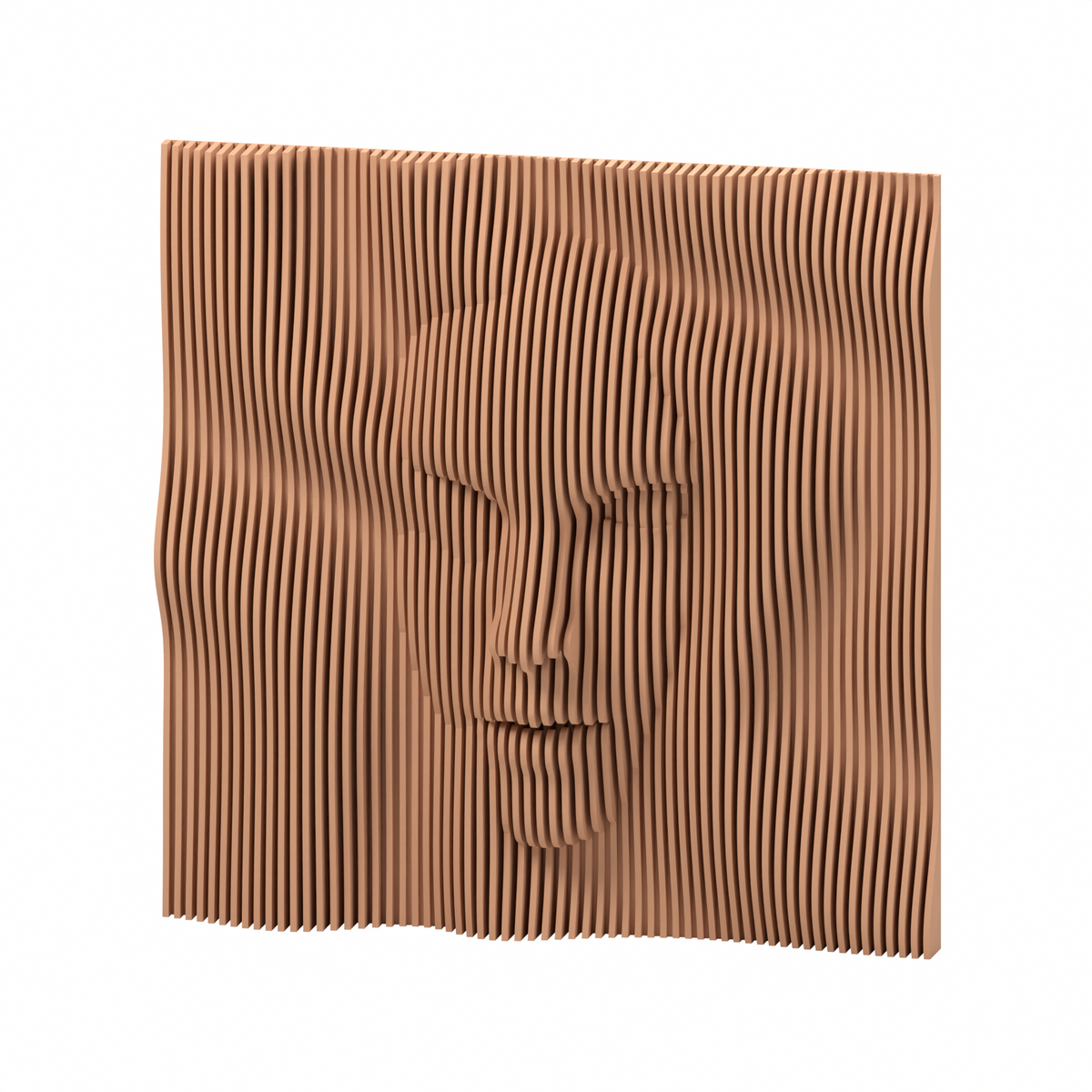 La Cara 01 8-inch matte skin PLA — exact STL studio render