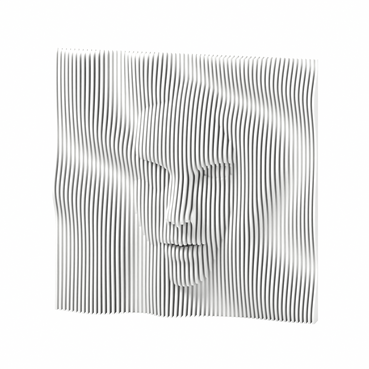 La Cara 01 8-inch matte white PLA — exact STL studio render