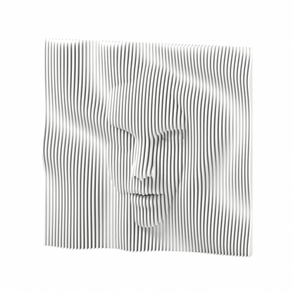 La Cara 01 8-inch matte white PLA — exact STL studio render