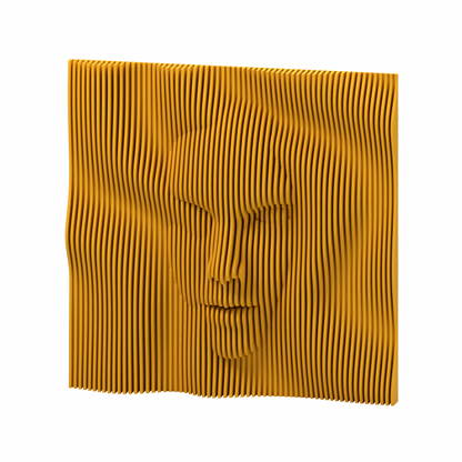 La Cara 01 8-inch matte yellow PLA — exact STL studio render