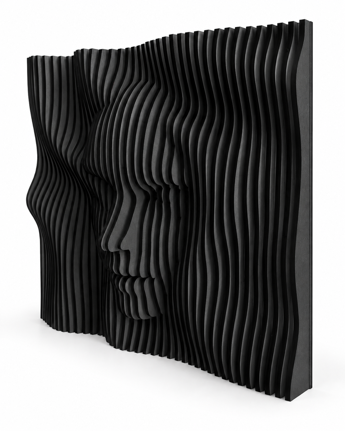 LaCara01 20x20 engineered wood dimensional face wall art in black
