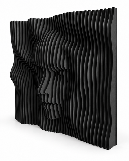 LaCara01 20x20 engineered wood dimensional face wall art in black