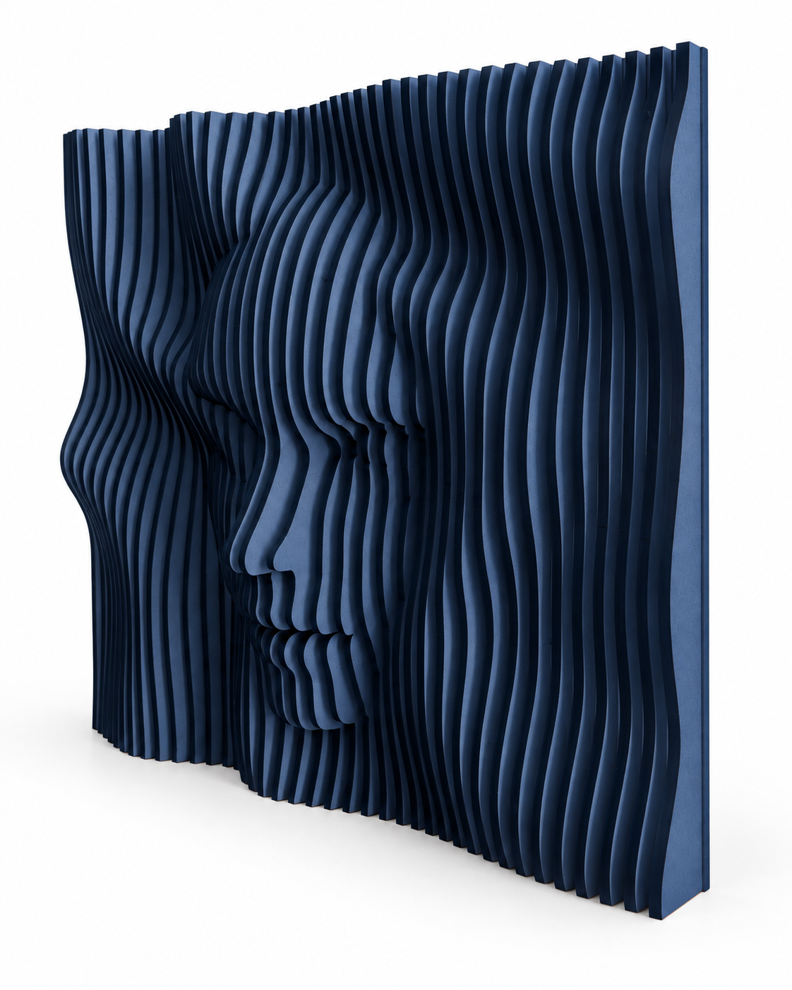 LaCara01 20x20 engineered wood dimensional face wall art in blue navy