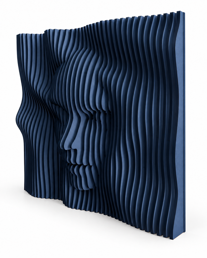 LaCara01 20x20 engineered wood dimensional face wall art in blue navy