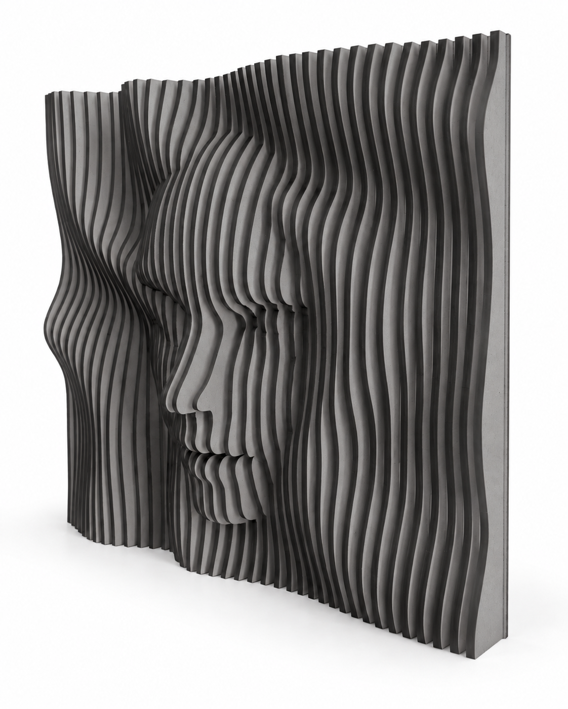 LaCara01 20x20 engineered wood dimensional face wall art in gray