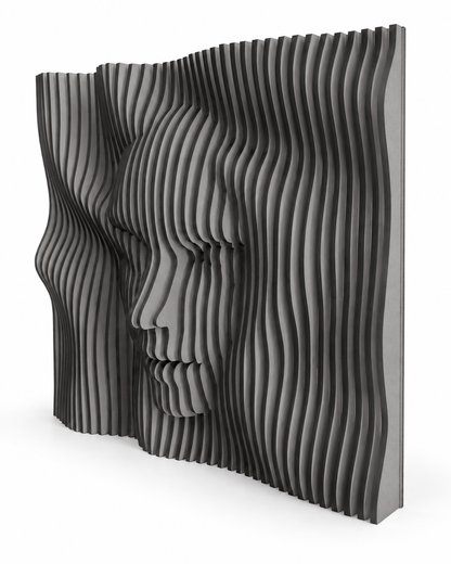 LaCara01 20x20 engineered wood dimensional face wall art in gray