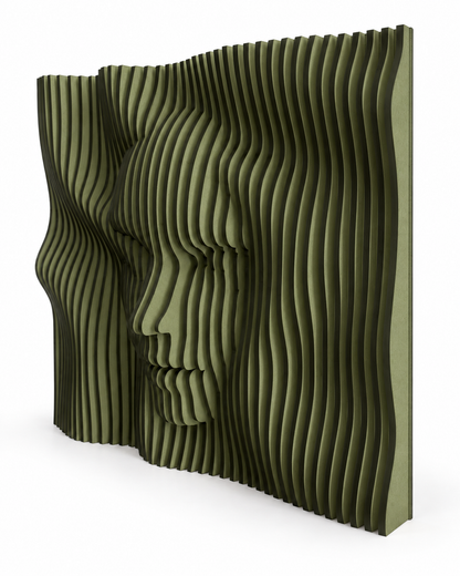 LaCara01 20x20 engineered wood dimensional face wall art in green olive