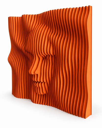 LaCara01 20x20 engineered wood dimensional face wall art in orange