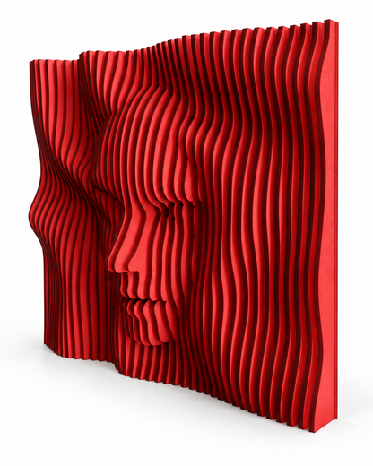 LaCara01 20x20 engineered wood dimensional face wall art in red