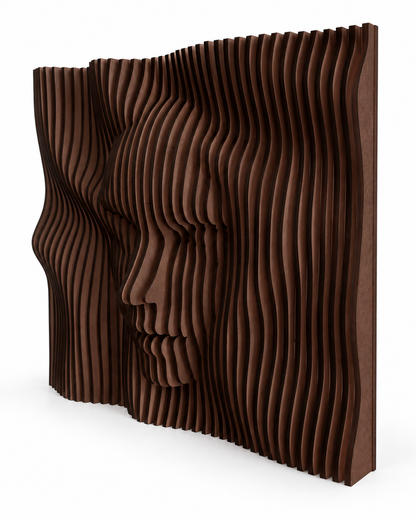 LaCara01 20x20 engineered wood dimensional face wall art in shade brown