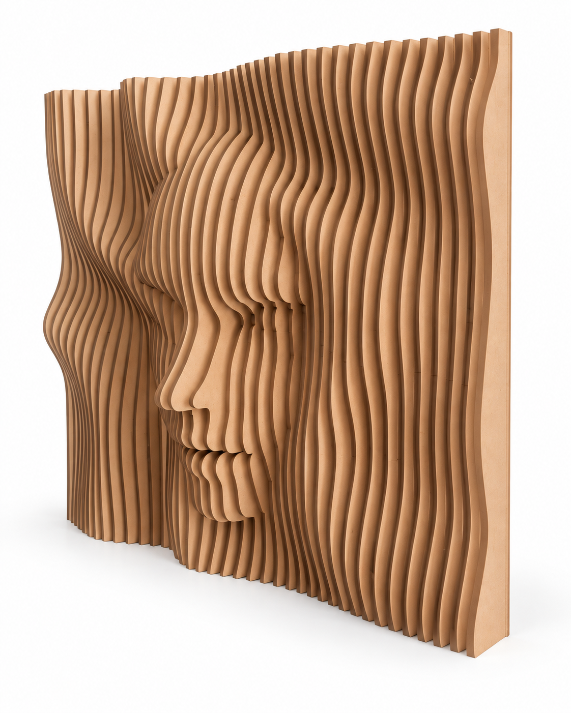 LaCara01 20x20 engineered wood dimensional face wall art in the warm tan Skin finish