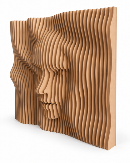 LaCara01 20x20 engineered wood dimensional face wall art in the warm tan Skin finish